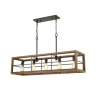 Banquet1 5 Light Rec Medium Oak Wood Pendant Light - side