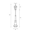 Bristol Post Top with Post Black OL7366BK - dimensions