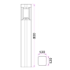 CLA BOL4a Grey 6watt LED Bollard Light - size
