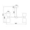 Clessidra4 Opal Glass 12LT Pendant - dimensions
