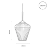 Calibo - Smoke Ribbon Class Pendant - 280mm - dimensions