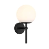 Telbix Eterna 1 Light Wall Light - Matt Black with Opal Glass