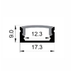 EXT-002 Surface mounted Aluminium Extrusion - White / Opal - Dimensions