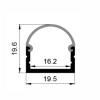 EXT-010 Aluminium Extrusion - Silver with Opal diffuser - dimensions