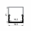 EXT-011 Aluminium Extrusion - Silver with Opal diffuser - Dimensions