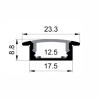EXT-001 Recessed Aluminium Extrusion - Matt Black with Frosted Diffuser - dimensions