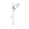 Lumenesk NIDOIT - 15watt Black garden spike light - dimensions