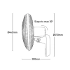 Mercator Lighting Rider Wall Fan With Remote Dimensions