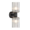 Telbix Riven Up Down Black Smoke Glass Wall Light 