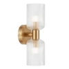 Telbix Riven Up Down Brass Clear Glass Wall Light 