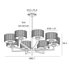 Moreno II 8LT Pendant - Black E14 - dimensions