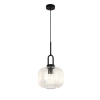 Main 1 Light Black / Clear Ribbed Pendant 1001612