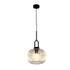 Main 1 Light Black / Clear Ribbed Pendant 1001612 - on