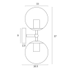 Eterna Black/Clear 2LT Interior Wall Light ETERNA WB2-BKCL - dimensions
