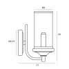 Velden Copper/Clear 1LT Interior Wall Light VELDEN WB-CP - dimensions