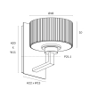 Moreno II 1LT Wall Light - Antique Silver/Clear MORENO2 WB-AS - dimensions