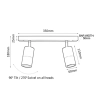 PG2BAR- GU10 Titanium Twin Exterior Bar Light IP44 - dimensions