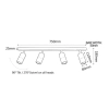 PG4BART-GU10 Titanium 4LT Rail Light IP44 - dimensions
