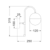 Aro Satin Gold Interior Wall Light ARO2 - dimensions