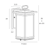 Nevin Black Exterior Coach Light IP44 - dimensions