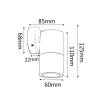CLA Fixed Down Spot White GU-10 PG1FWH (No Globes) - dimensions