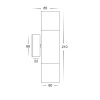 HV1097-GU10T-Ant Brass Tivah Up/down Ext light - dimensions