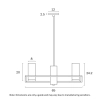 Telbix Eamon 6 light Matt Brass Pendant Light - dimensions