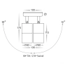 HV1327-GU10T-Blk Tivah 2 Light Adj Spot Ext Light - dimensions