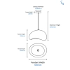 Cardinal 500mm White Polyresin Pendant - dimensions