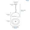 Cardinal 800mm White Polyresin Pendant - dimensions