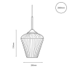 Ribbon 280mm 1LT Pendant Amber - Gold - dimensons