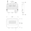 Vibe 50w CCT, 3 Power LED Floodlight Black VBLFL - dimensions