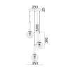 CLA Trattino2 3 Light Cord Drop Pendant Light - Smoke Glass - size