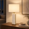 Belesar Table Lamp Brushed Brass & White - 390409N - lifestyle