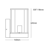 Eleanor Black Exterior Wall Light - dimensions