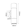 CLA PGUDBR2 - Polished Brass Up / Down Pillar Light - dimensions 