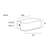 Ziron Black Outdoor Bunker Lights - small - dimensions