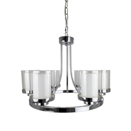 Ailia Imports Bedford 6 Light Chrome Pendant Light - front