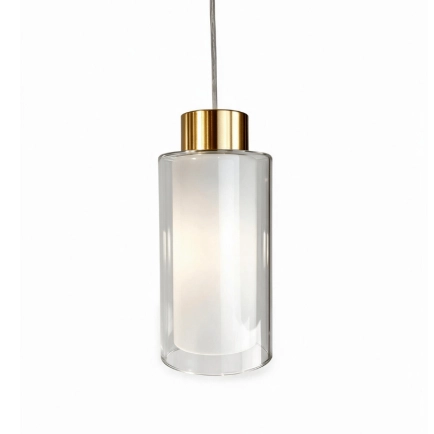 Belton 1 LT Pendant Clear/ Opal Inner Brass Metal
