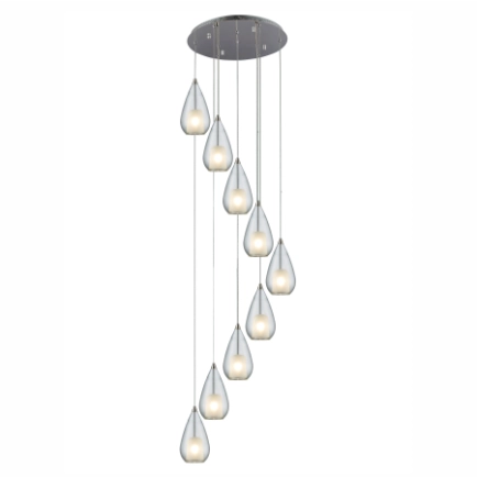 AP-1121-CLR - Briana 9 Light Cord drop - Clear Glass