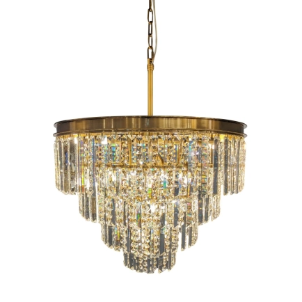 Ailia Imports Caden 600mm Aged Gold Clear Crystal Pendant Light