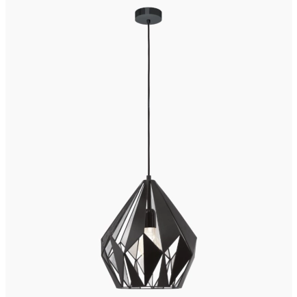 Carlton 1LT Pendant - Black with Silver