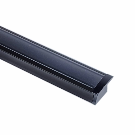 EXT-003 Recessed Aluminium Extrusion - Black with smoked diffuser