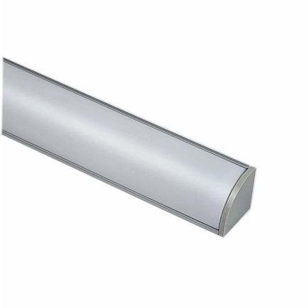 EXT-006 Corner Mounted Aluminium Extrusion - Silver with Opal diffuser