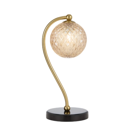 Telbix Lighting Felton Black Marble Amber Tear Glass Table Lamp
