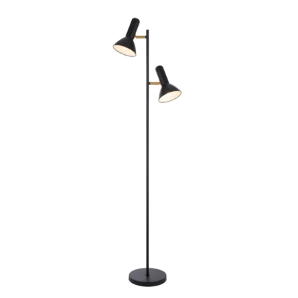 Hyvik 2 Light Floorlamp - Satin Black  2xES