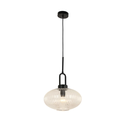 Cape 1 Light Black / Clear Ribbed Pendant 1001606