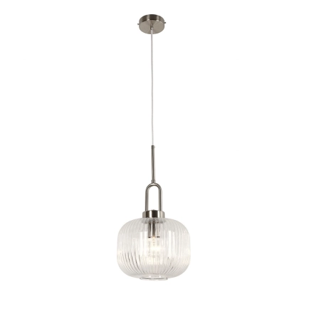 Main 1 Light Nickel / Clear Ribbed Pendant 1001611