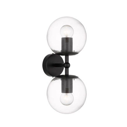 Eterna Black/Clear 2LT Interior Wall Light ETERNA WB2-BKCL