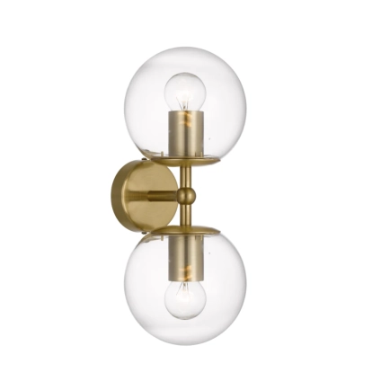 Eterna Antique Gold/Clear 2LT Interior Wall Light ETERNA WB2-AGCL